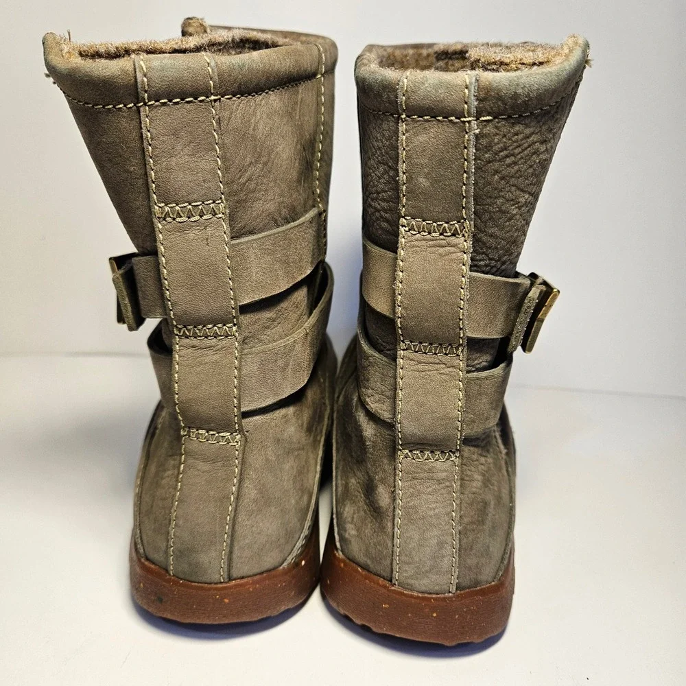 Chaco Hopi Sandstone Womens 8 Leather Wool‎ Mid Calf Buckle Boots Taupe
